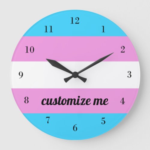 Transgender Rainbow Flag Custom Large Clock