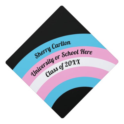 Transgender Rainbow Flag Custom School Name Class Graduation Cap Topper