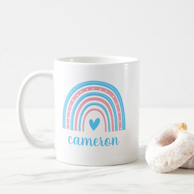 Transgender Rainbow Personalized Coffee Mug (With Donut)