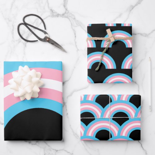 Transgender Rainbow Pride Black Wrapping Paper Sheets