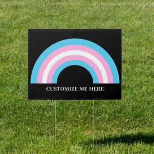 Transgender Rainbow Pride Flag Custom Black Yard Sign