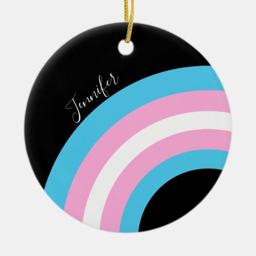 Transgender Rainbow Pride Flag Custom Ceramic Ornament