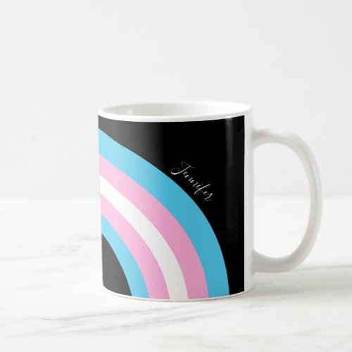 Transgender Rainbow Pride Flag Monogram Coffee Mug