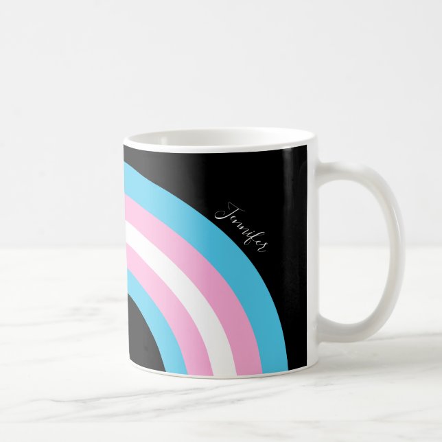 Transgender Rainbow Pride Flag Monogram Coffee Mug (Right)