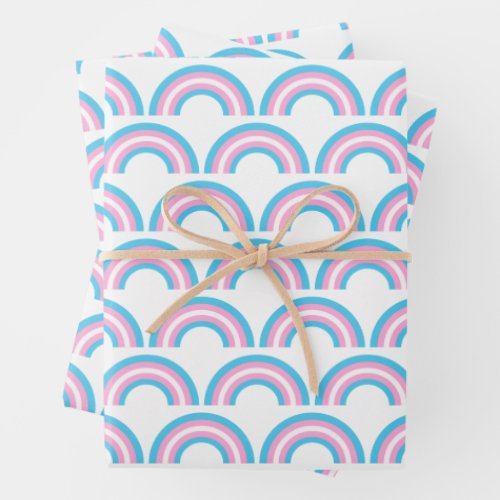 Transgender Rainbow Pride Flag Pattern Wrapping Paper Sheets
