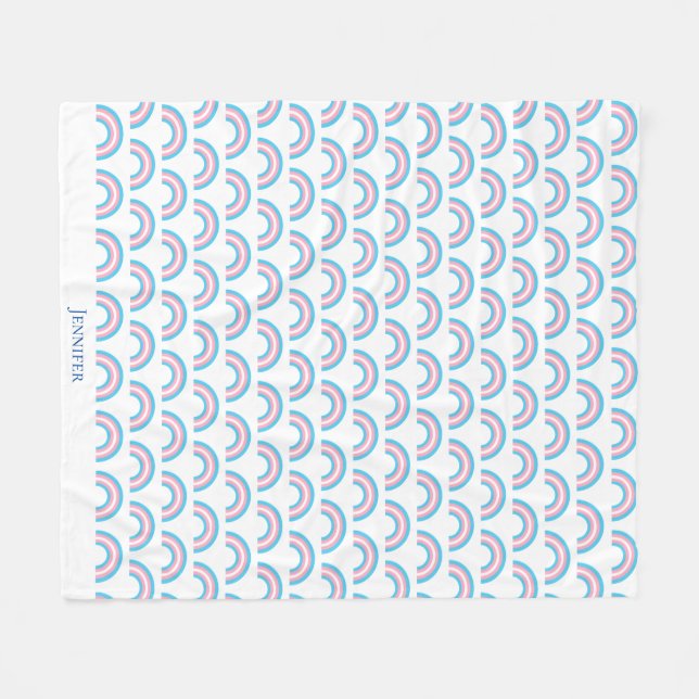 Transgender Rainbow Pride Flag Personalized Fleece Blanket (Front (Horizontal))