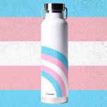Transgender Rainbow Pride Flag Personalized Name Water Bottle<br><div class="desc">Beautiful personalized transgender gift for an LGBTQ friend featuring the pretty trans flag colors shaped into a blue,  pink,  and white rainbow. Monogram this lovely water bottle.</div>