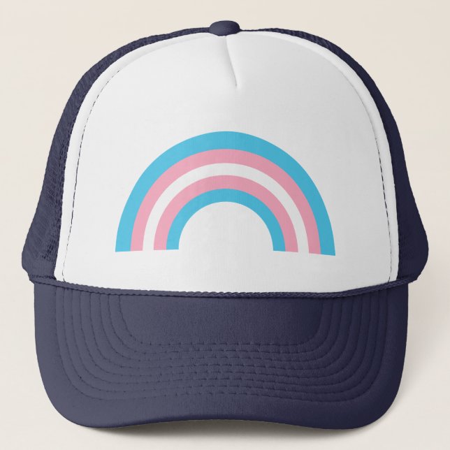 Transgender Rainbow Pride Flag Trucker Hat (Front)