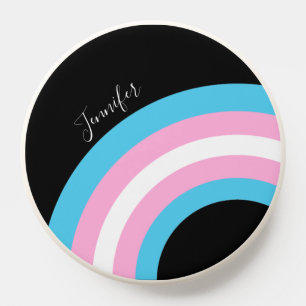 Transgender Rainbow Pride Personalized Black PopSocket
