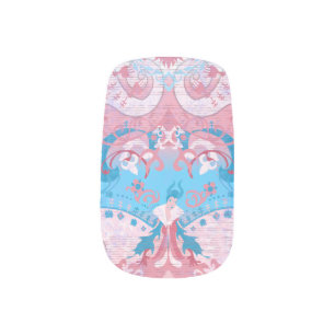 Transgender Snake Damask - Trans Pride Flag Color Minx Nail Art