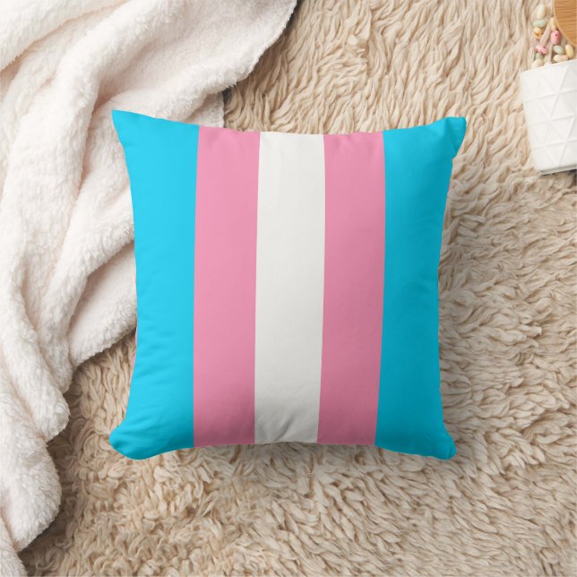  Transgender Stripes Flag Birthday Throw Pillow (Blanket)