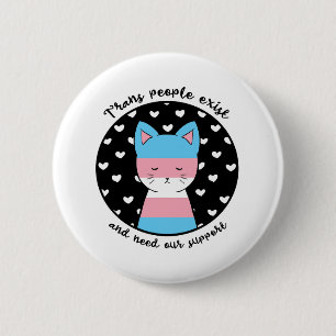 Transgender Support Kitty Button
