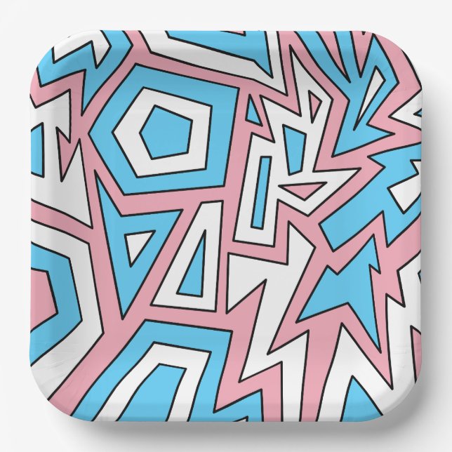 Transgender Trans Pride Modern Geometric Abstract Paper Plates (Front)