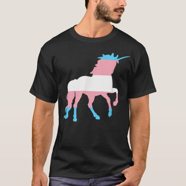 Transgender Unicorn   Trans Flag Pride LGBTQ Tee  (Front)