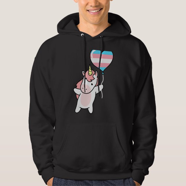 Transgender Unicorn Trans Pride Flag Lgbtq Gender  Hoodie (Front)
