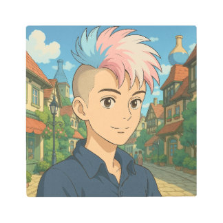 Transgender with Mohawk Anime Person | LGBTQIA+  Metal Print
