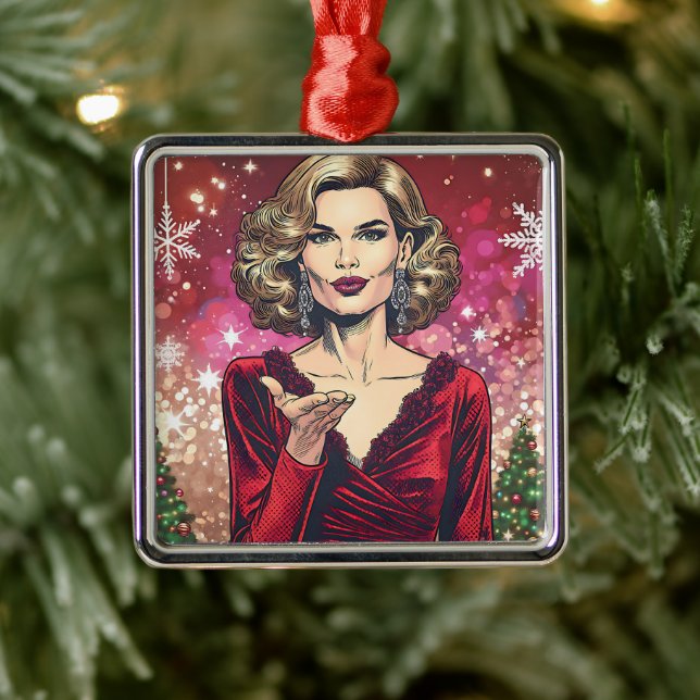 Transgender Woman Festive Christmas   Metal Ornament (Tree)