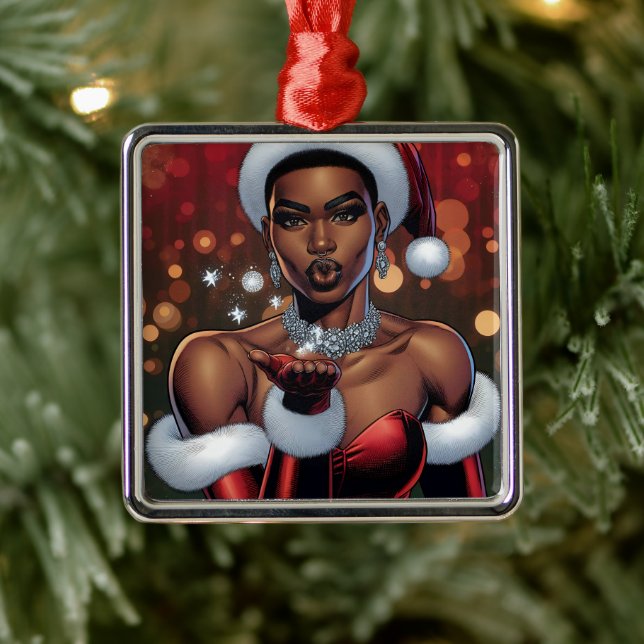 Transgender Woman Festive Christmas   Metal Ornament (Tree)