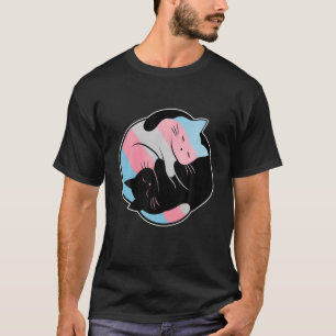 Transgender Yin Yang Cat, Trans Pride Flag LGBT Ga T-Shirt