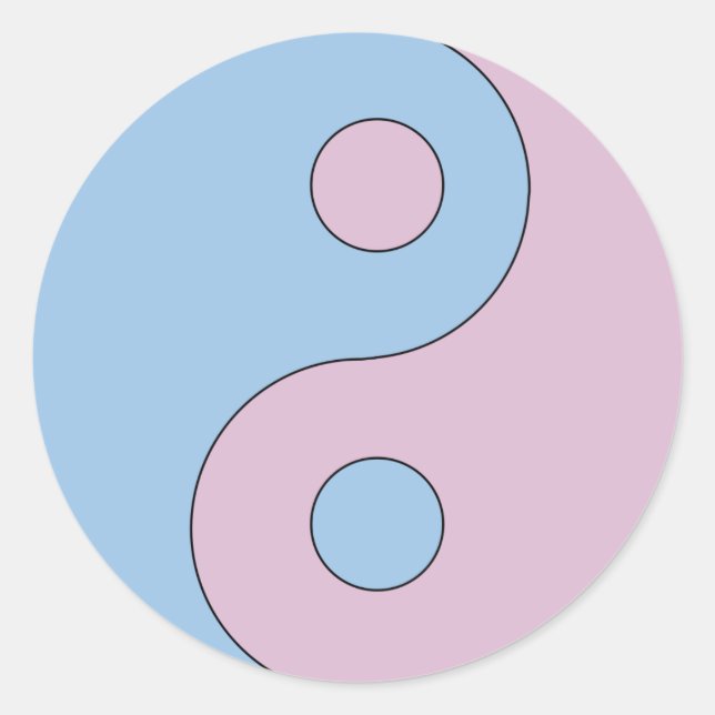 Transgender Yin Yang Symbol Classic Round Sticker (Front)