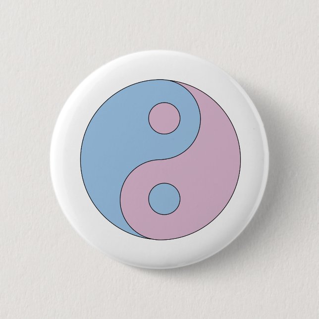 Transgender Yin Yang Symbol Pinback Button (Front)