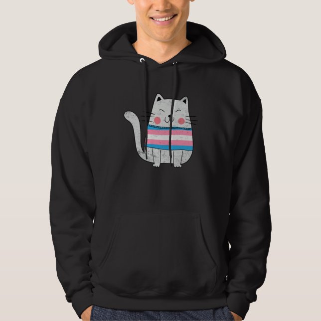 Transgenger Flag LGBTQ Cats Pride Cat Hoodie (Front)