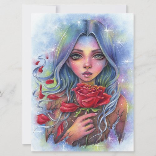 Transience Rose Stars Fairy Fantasy Woman Art Card