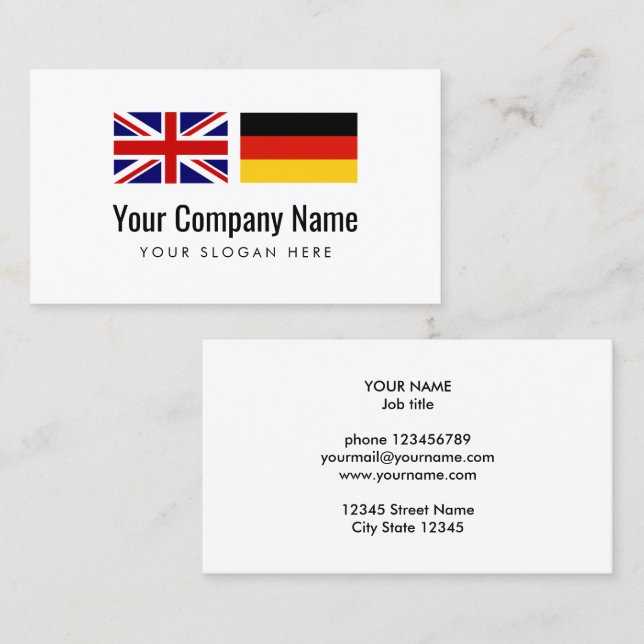 Translation services German English translator Business Card (Front/Back)