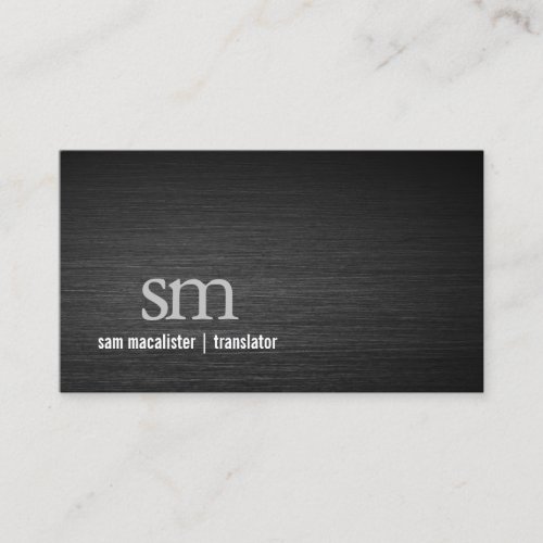 Translator Black Metal Monogram Special Skills Business Card