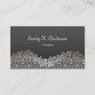 Translator - Elegant Damask Lace Business Card