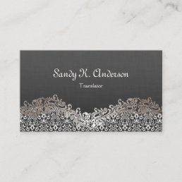 Translator - Elegant Damask Lace Business Card