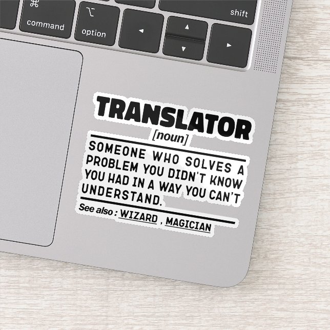 Translator Noun Definition Birthday Present Funny Sticker (Detail)