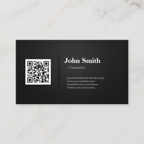 Translator - Premium Black QR Code Business Card Templates