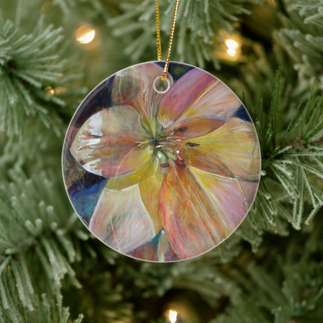 "Translucence" Flower Painting Ceramic Ornament (Tree)