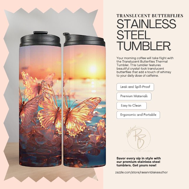 Translucent Butterflies Thermal Tumbler (Creator Uploaded)