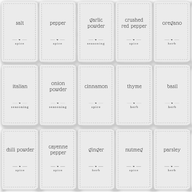 Translucent Clear 1x1.8" Custom Spice Jar Labels (Front)