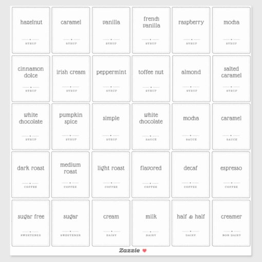 Translucent Clear 2x2.5" Coffee Bar Label Stickers Zazzle