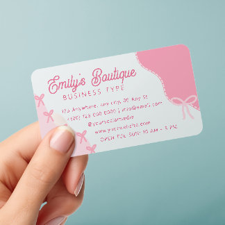 Translucent Coquette Pink Bow Clear Business Cards