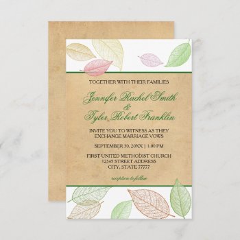 Translucent Fall Leaves - 3x5 Wedding Invitation by Midesigns55555 at Zazzle