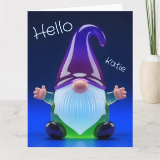 Translucent Glass Gnome Figurine with Custom Name Card