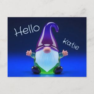 Translucent Glass Gnome Figurine with Custom Name Postcard