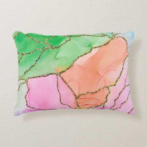 Translucent Hues Abstract Fluid Art Accent Pillow