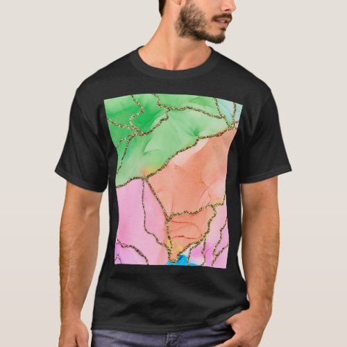 Translucent Hues Abstract Fluid Art T_Shirt