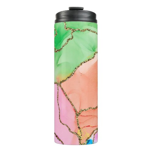 Translucent Hues Abstract Fluid Art Thermal Tumbler