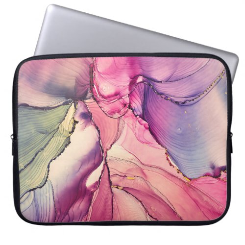 Translucent Hues Abstract Fluid Textures Laptop Sleeve