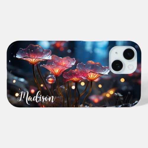  Translucent Orange Fluorescent Flowers _ iPhone 15 Case