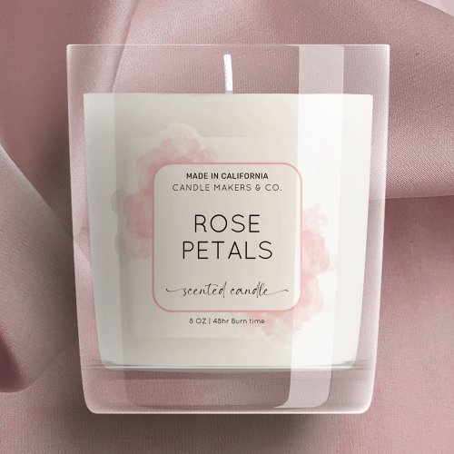 Translucent Pink Watercolor Clear Product Label