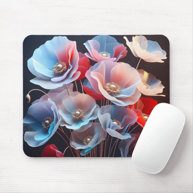 Translucent Poppies Mouse Pad (With Mouse)