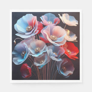 Translucent Poppies On Black Napkins