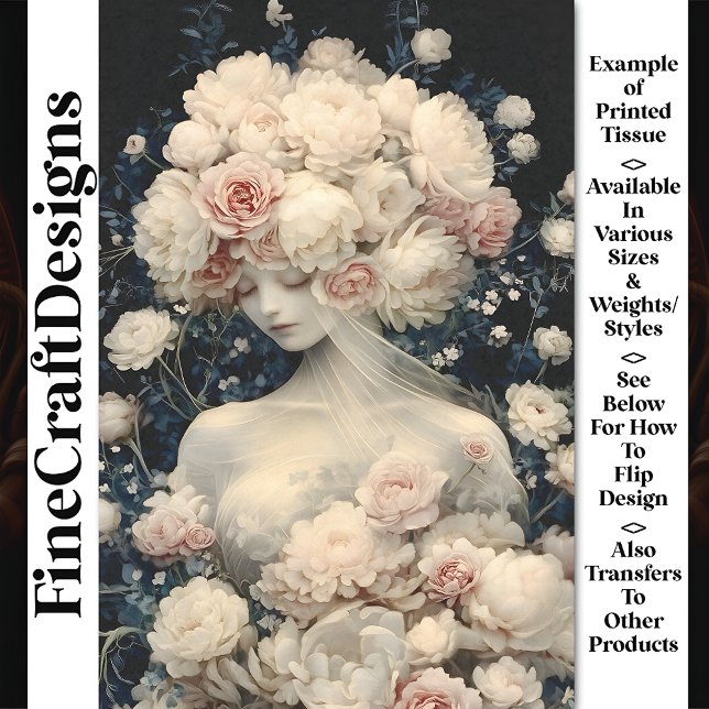 Translucent Skin Girl Pastel Flowers AG2 Decoupage Tissue Paper (Creator Uploaded)